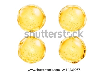 Golden liquid oil bubble elements, 3d rendering. 3D illustration.