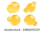 Golden liquid oil bubbles, 3d rendering. 3D illustration.