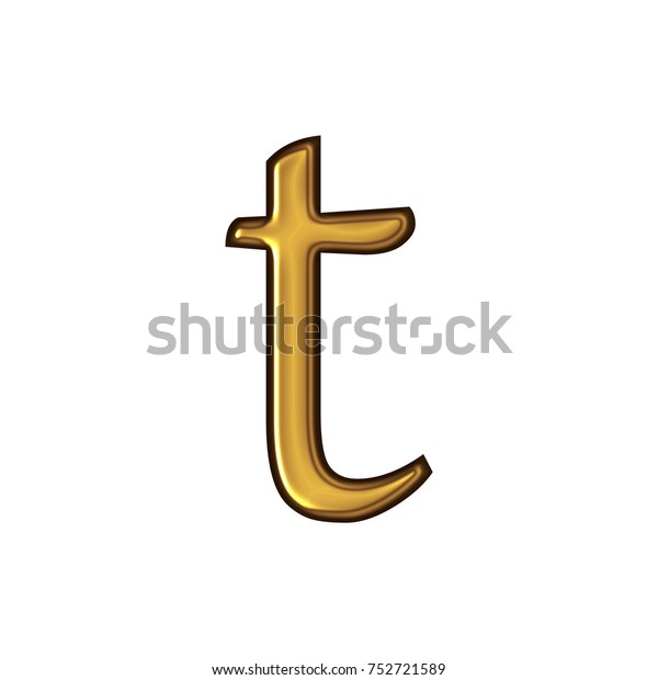 Golden Lowercase Small Letter T 3d Stock Illustration 752721589