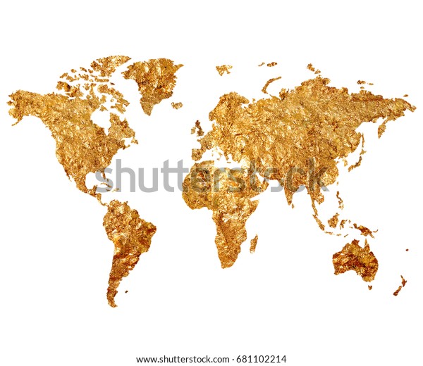 Golden Map World On White Background Stock Illustration 681102214