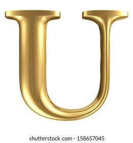 3d Brushed Golden Letter U Isolated Stock Illustration 175551095