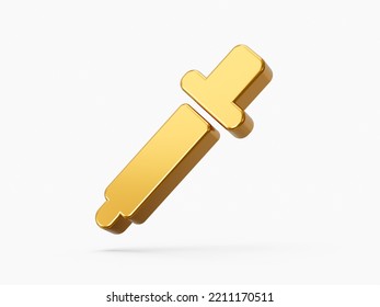 Golden Metal Color Dropper Or Picker 3d Icon Object Isolated  Background 3d Illustration.