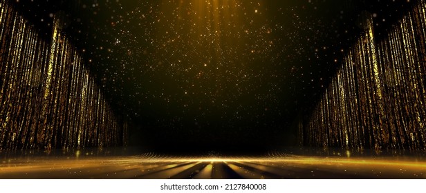 Golden Night Falling Curtain Royal Awards Graphics Background Lines Wave Sparkle Elegant Shine Modern Glitter Template Luxury Premium Corporate Abstract Design Template Banner Certificate Dynamic 
