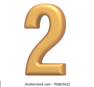 Similar Images, Stock Photos &amp; Vectors of Number 2, in gold metal on a white isolated background