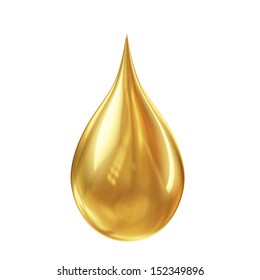 golden oil droplet isolated on white background