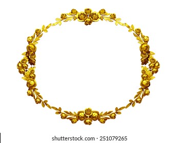 golden ornamental frame with roses