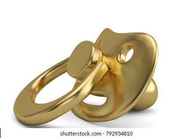 Golden Pacifier On White Background 3d Stock Illustration 792934810 ...