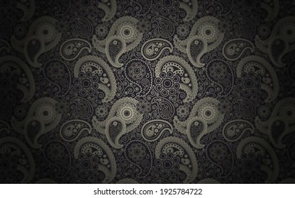 Golden Paisley Texture Abstract Background Pattern 