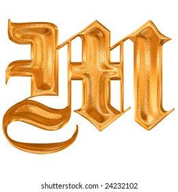 Golden Pattern Gothic Letter M