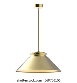 Golden Pendant Lamp Isolated On White