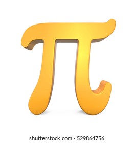 Golden Pi Symbol. 3D Rendering