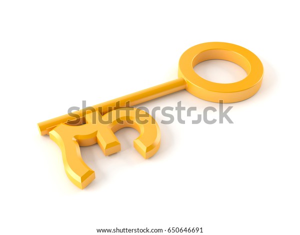 Golden Pound Key Isolated On White Stock Illustration 650646691 