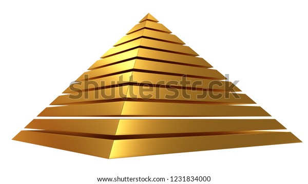 Golden Pyramid Isolated On White 3d Stock Illustration 1231834000 ...