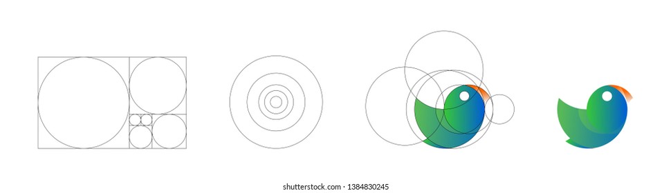 Golden Ratio Logo Design On White Stock Illustration