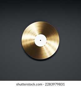 The golden record ,certification plaque on a gray wall. The plaque certifies the sale of a music recording according to the worldwide system of music industry awards. - Powered by Shutterstock