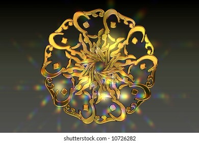 Golden Rendering of an Islamic Prayer Symbol