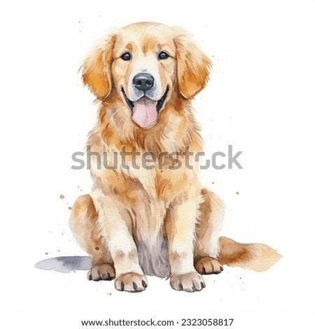 GOLDEN RETRIEVER watercolor portrait painting illustrated dog puppy isolated on transparent white background