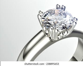 Golden  Ring with Diamond. Jewelry background