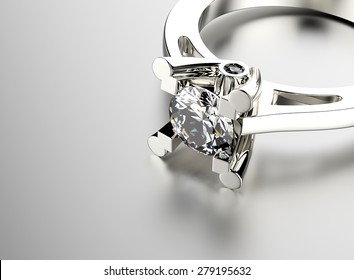 Golden Ring With Diamond. Jewelry Background