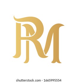 Golden Rm Monogram Isolated White Stock Illustration 1665995554 ...