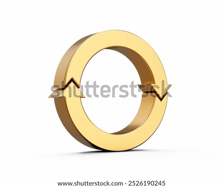 Golden Rounded Clockwise Arrow Loop Symbolizes Recycling And Continuous Rotation 3D Illustration
