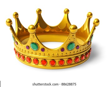 Golden Royal Crown Isolated On White Background