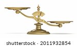 Golden scale 3D render illustration isolated on white background
