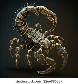 Golden Scorpio zodiac sign against space background. Astrology calendar. Esoteric horoscope and fortune telling concept. 