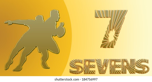 Golden Sevens Rugby Banner on Golden Background - Powered by Shutterstock