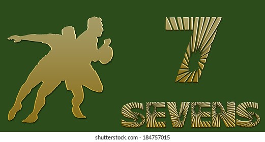 Golden Sevens Rugby Banner on Green Background - Powered by Shutterstock