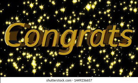 Golden Shiny Text Congrats Many Stars Stock Illustration 1449236657