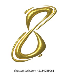 Golden Shiny Unique Calligraphic Numeral EIGHT 8 - 3D Illustration