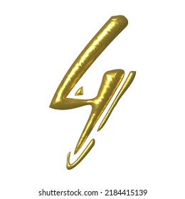 Golden Shiny Unique Calligraphic Numeral FOUR 4 - 3D Illustration