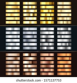 Golden Silver Bronze Gradient Set Collection Stock Illustration ...