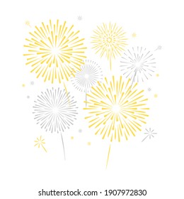 Golden silver fireworks  Festive  victory  celebrating background  Firework isolated white backdrop