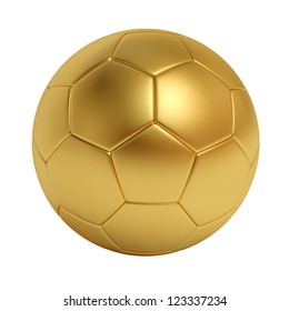 Golden Soccer Ball Isolated On White Background