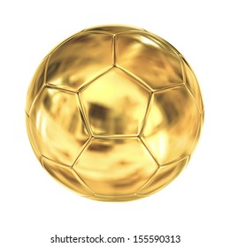 golden soccer ball isolated on white background 