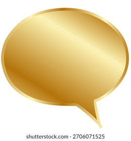 Golden speech bubble. Empty text box. Comic clipart