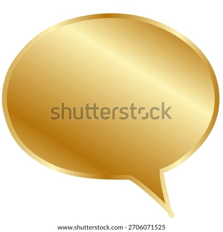 Golden speech bubble. Empty text box. Comic clipart