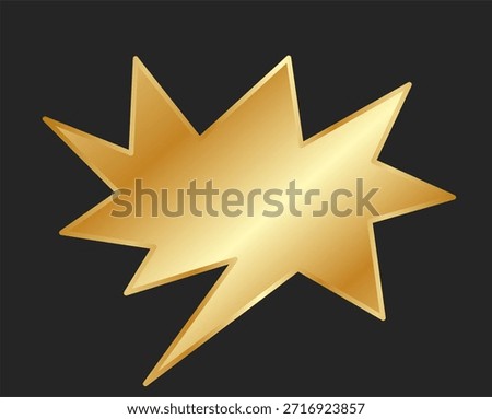 Golden speech bubble. Empty text box. Comic clipart