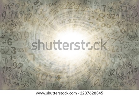 Golden Spiralling Numerology template background - random numbers being pulled into a bright warm white central vortex ideal for a numerology theme
                               