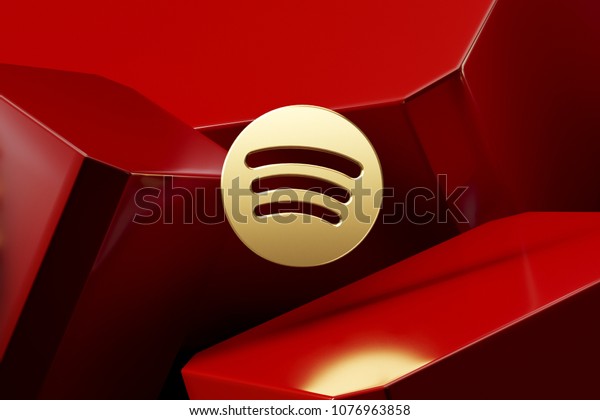 Golden Spotify Icon Red Luxury Boxes のイラスト素材