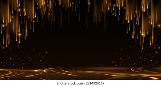 Golden Stage Royal Awards Graphics Background. Lights Elegant Shine Modern Template. Space Falling Star Particles Corporate Template. Classy Certificate Banner.  - Powered by Shutterstock