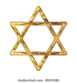 Golden Star Of David Isolated On White