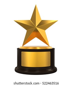 Golden Star Trophy. 3D Rendering