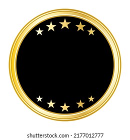 Golden starry medal. Empty design template. Icon illustration. - Powered by Shutterstock