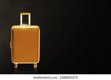 Golden suitcase on black background 3d illustration - Powered by Shutterstock