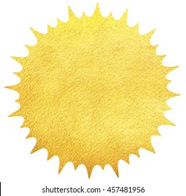 Golden sun silhouette with spiked crown isolated on white background. Gold sun shape or border with space for text. Rough paper texture. - Shutterstock ID 457481956