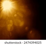 golden sunbeam sunlight beam sunshine sunset bright. Isolated yellow light rays animation. Shine or sun effect on black screen background. Glitter, shiny, bright, flare. orange sunrays, bokeh. 