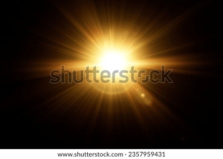 Golden sunlight,Abstract sun burst ,digital lens flare on black background for overlay Stockfoto © 
